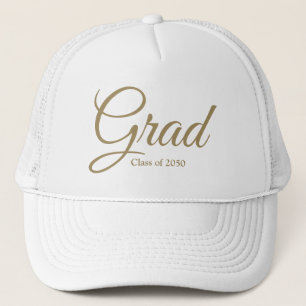 2024年のGradクラスの金ゴールドのカスタム白いスクリプト文字 キャップ