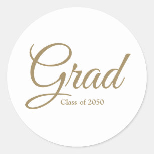 2024年のGradクラスの金ゴールドのカスタム白いスクリプト文字 ラウンドシール