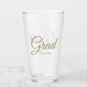 2024年のGradクラスの金ゴールドカスタムスクリプト文字 タンブラーグラス (裏面)