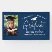 2024年のGraduate Navy Photoへのおめでとうモダン 横断幕 (横)