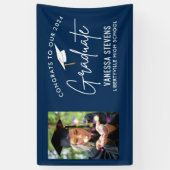 2024年のGraduate Navy Photoへのおめでとうモダン 横断幕 (縦)