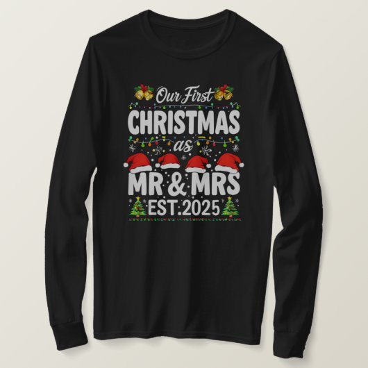 2024年のMr & Mrsとして初めてのクリスマス結婚した Tシャツ (デザイン正面)