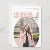 2024年はっきりしたのOval Class of モダン Photo Graduation 招待状 (正面)