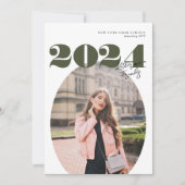 2024年はっきりしたのOval Class of モダン Photo Graduation 招待状 (正面)