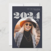 2024年はっきりしたのOval Class of モダン Photo Graduation 招待状 (正面)