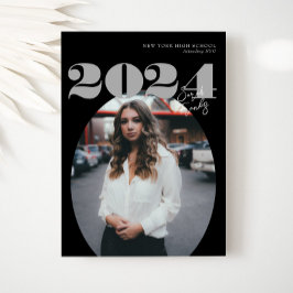 2024年はっきりしたのOval Class of モダン Photo Graduation 招待状