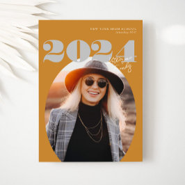 2024年はっきりしたのOval Class of モダン Photo Graduation 招待状