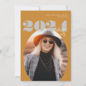 2024年はっきりしたのOval Class of モダン Photo Graduation 招待状 (正面)