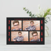 2024年はっきりしたグラードフォトコラージュ卒業招待状 招待状 (スタンド正面)