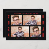 2024年はっきりしたグラードフォトコラージュ卒業招待状 招待状 (正面/裏面)