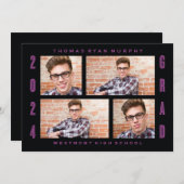 2024年はっきりしたグラードフォトコラージュ卒業招待状 招待状 (正面/裏面)