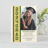 2024年はっきりした卒業、グリーンと金ゴールド 招待状 (スタンド正面)