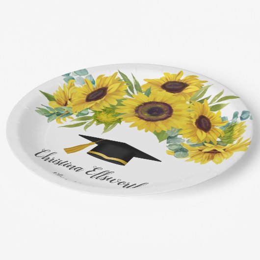 2024年ひまわりクラス名前をカスタムする卒業 ペーパープレート (アングル)