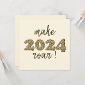 2024年を轟音で鳴らす!おもしろいヒョウ版新年 カード (正面/裏面インサイチュ)