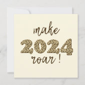 2024年を轟音で鳴らす!おもしろいヒョウ版新年 カード (正面)