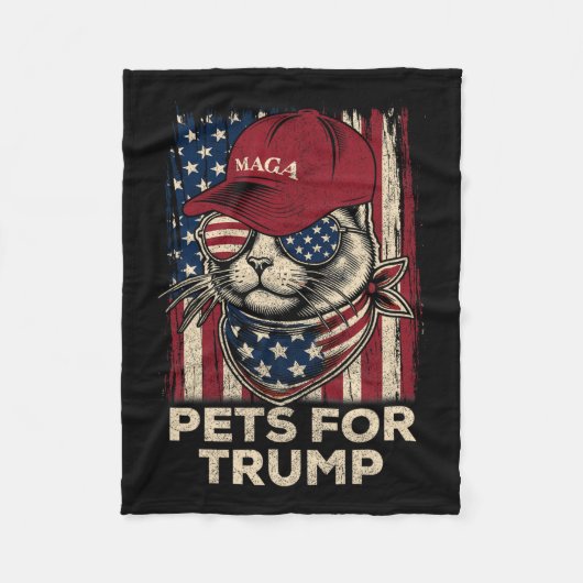 2024年アメリカ国旗の猫が生きる問題トランプ フリースブランケット (正面)