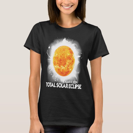 2024年アメリカ大規模皆既日食 4月8日 Tシャツ (正面)