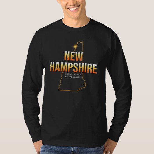 2024年アメリカ日食 ニュー・ハンプシャー皆既日食Tシャツ Tシャツ (正面)