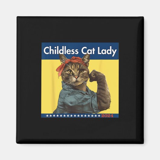 2024年アメリカ選挙投票中の子どものいない猫レディ マグネット (正面)