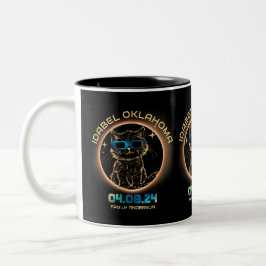 2024年イダベルオクラホマ州皆既日食 猫好き ツートーンマグカップ