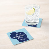 2024年ウィスコンシンの青を反転 スクエアペーパーコースター (インサイチュ)