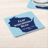 2024年ウィスコンシンの青を反転 スクエアペーパーコースター (アングル)