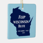 2024年ウィスコンシンの青を反転 セラミックオーナメント (右)