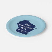 2024年ウィスコンシンの青を反転 ペーパープレート (アングル)