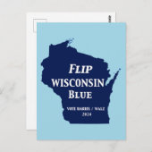 2024年ウィスコンシンの青を反転 ポストカード (正面/裏面)