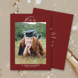 2024年エレガントのバーガンディ卒業写真 案内状