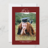 2024年エレガントのバーガンディ卒業写真 案内状 (正面)