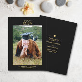 2024年エレガントのブラック金ゴールドクラス卒業写真 案内状