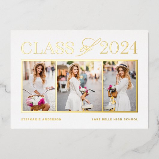 2024年エレガントクラス3写真卒業 箔招待状 (正面)