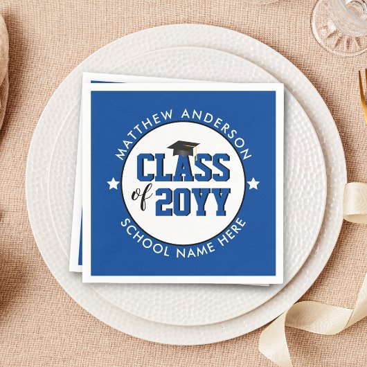 2024年エレガント卒業パーティーのブルークラス スタンダードカクテルナプキン