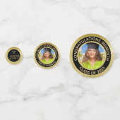 2024年エレガント卒業パーティー写真ブラック金ゴールド コンフェッティ (裏面)