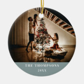 2024年エレガント家族の写真のクリパーソナライズされたスマス セラミックオーナメント (正面)