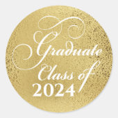 2024年エレガント金ゴールド卒業クラスありがとう ラウンドシール (正面)
