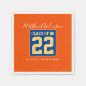 2024年オレンジブルー&金ゴールド卒業パーティーのクラス スタンダードカクテルナプキン (正面)