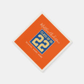 2024年オレンジブルー&金ゴールド卒業パーティーのクラス スタンダードカクテルナプキン (角)