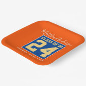 2024年オレンジブルー&金ゴールド卒業パーティーのクラス ペーパープレート (傾斜あり)