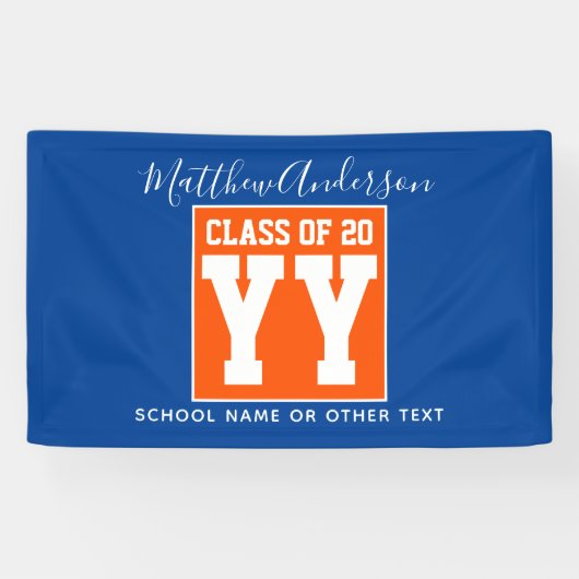 2024年オレンジブルー&金ゴールド卒業パーティーのクラス 横断幕 (横)