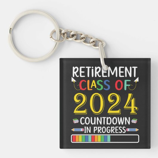 2024年カウントダウン先生の除退職した定区分 キーホルダー (正面)