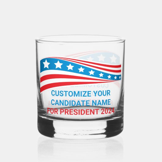 2024年カスタムのアメリカ国旗 ウイスキーグラス (正面)