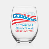 2024年カスタムのアメリカ国旗 ステムなしワイングラス (正面)