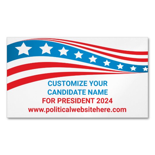 2024年カスタムのアメリカ国旗 マグネット名刺 (正面)