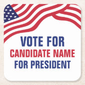 2024年カスタムの選挙運動候補者 スクエアペーパーコースター (正面)