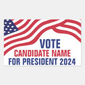2024年カスタムの選挙運動候補者 長方形シール (正面)