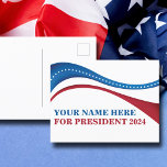 2024年カスタム大統領候補の追加 ポストカード<br><div class="desc">赤カスタマイズ、白、青のアメリカ国旗の下に自分の名前や別の政治家を追加し芸術的て、自分の政治運動はがき。2024年に社長の名前をカスタムするを追加。</div>