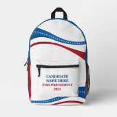 2024年カスタム大統領選挙の候補者 プリントバックパック (正面)