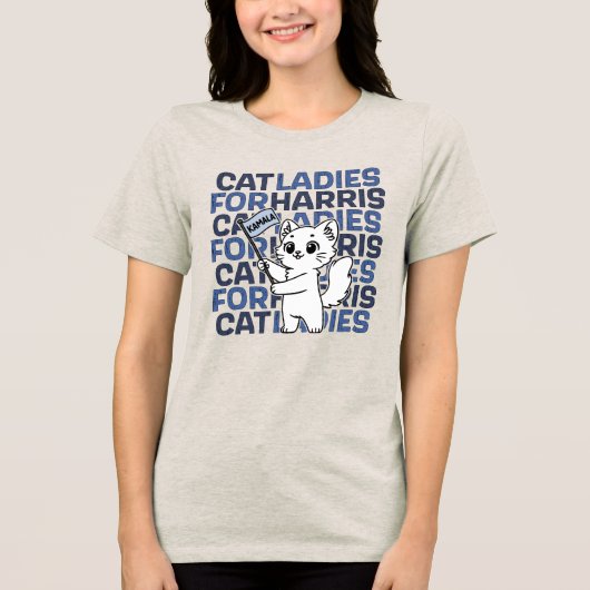2024年カマラハリス大統領向けキャットレディース トライブレンドＴシャツ (正面)